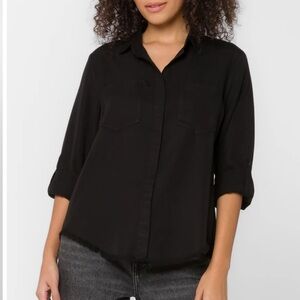 Velvet Heart Riley Frayed Black Button-Up Shirt- S